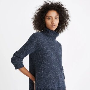 Madewell Flecked Oversized Turtleneck Sweater Blue Medium